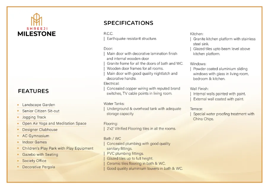 Shreeji Milestone Brochure Page 1